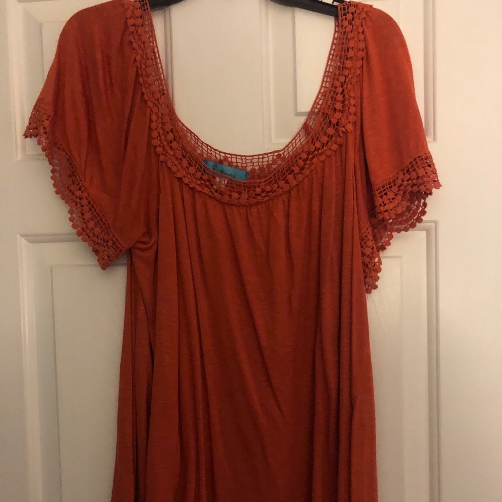 Off the shoulder orange top